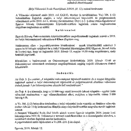 Egervár Község Önkormányzati Képviselőtestülete  megválasztandó tagjainak számáról döntéshozatal